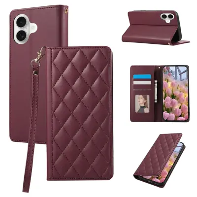 iPhone 17 Plånboksfodral RFID Rhombus Läder - Röd