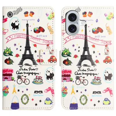 iPhone 17 Konstläder Plånboksfodral Pattern Print - Eiffeltornet
