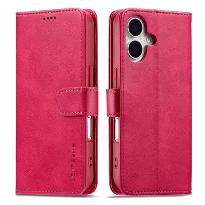 LC.IMEEKE iPhone 17 Plånboksfodral Calf Texture Konstläder - Rosa