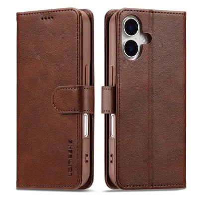 LC.IMEEKE iPhone 17 Plånboksfodral Konstläder Ställ - Brun