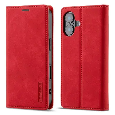 LC.IMEEKE iPhone 17 Plånboksfodral Konstläder- Röd