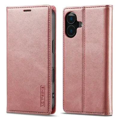 LC.IMEEKE iPhone 17 Plånboksfodral Konstläder- Roséguld