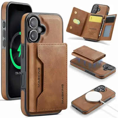 MAGKING iPhone 17 Mobilskal MagSafe Korthållare - Brun