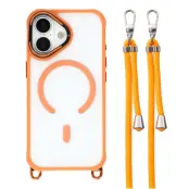 Mobilskal till iPhone 17 MagSafe med Justerbart Axelband Kamerastativ - Orange
