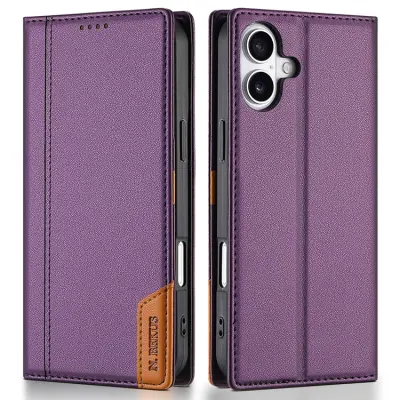 N.BEKUS iPhone 17 Konstläder Plånboksfodral RFID-Skydd P3 - Lila