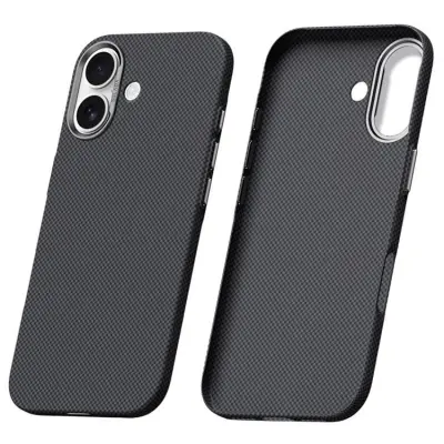 SULADA iPhone 17 Mobilskal Grid TextuRöd (Titansvart)