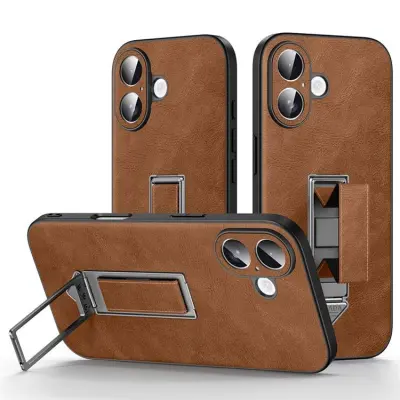 SULADA iPhone 17 Mobilskal Kickstand med Fingerrem - Brun (Brun)