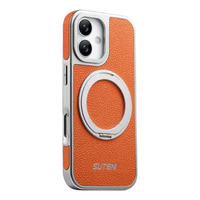 SUTENI iPhone 17 Mobilskal MagSafe Kickstand Electroplating G6 (Orange)