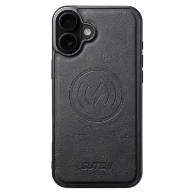SUTENI iPhone 17 Mobilskal MagSafe Litchi Texture - Svart