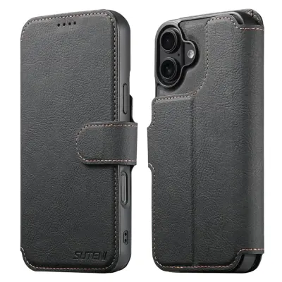 SUTENI iPhone 17 Plånboksfodral Detachable Q-05 - Svart