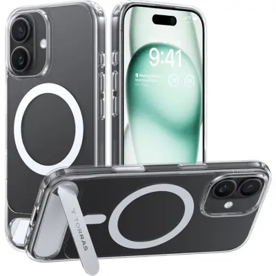TORRAS iPhone 17 Mobilskal MagSafe Kickstand - Transparent