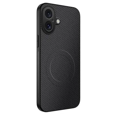 WANLONFENG iPhone 17 Mobilskal MagSafe Carbon Fiber TQ - Svart