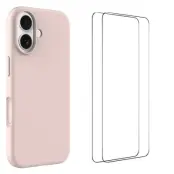 WANLONFENG iPhone 17 Mobilskal Med 2st härdat glas - Rosa