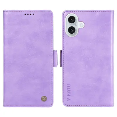 YIKATU iPhone 17 Plånboksfodral Litchi Texture - Lila
