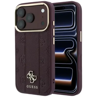 Guess Mobilskal För iPhone 18 Pro Max/17 Pro Max Magsafe Stripe Peony 4G Logo