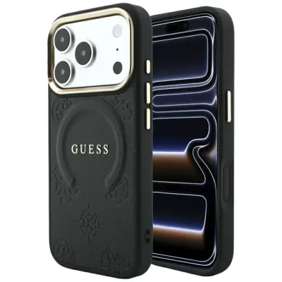 Guess Mobilskal För iPhone 18 Pro/17 Pro Magsafe Saffiano Peony - Svart