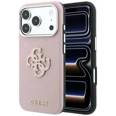 Guess Mobilskal För iPhone 18 Pro/17 Pro Grained&Big Resin Logo