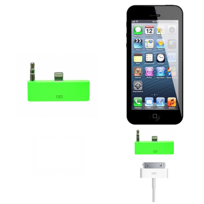 30 pin till lightning 3.5mm audio adapter till iPhone 5S/5 (Grön)