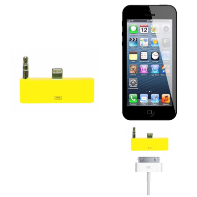 30 pin till lightning 3.5mm audio adapter till iPhone 5S/5 (Gul)