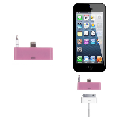 30 pin till lightning 3.5mm audio adapter till iPhone 5S/5 (Rosa)