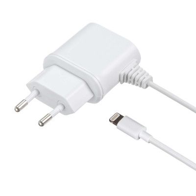 KIT Laddare 220V Lightning 2,1A  Kabel MFI - Vit