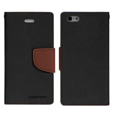Mercury Fancy Diary Plånboksfodral till Apple iPhone 5/5S/SE (Svart Brun)