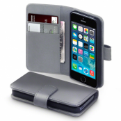 Plånboksfodral av äkta läder till Apple iPhone 5/5S/SE - Grå