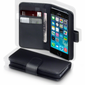 Plånboksfodral av äkta läder till Apple iPhone 5/5S/SE - Svart