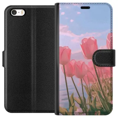 Plånboksfodral till Apple iPhone 5s med Rosa Tulpaner