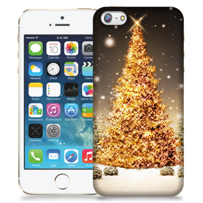 Skal till Apple iPhone 5/5S/SE - Glimmrande Julgran