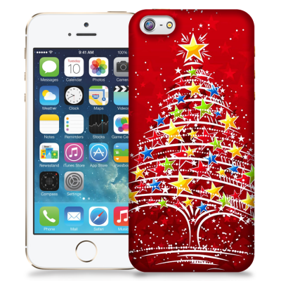 Skal till Apple iPhone 5/5S/SE - Julgran - Röd