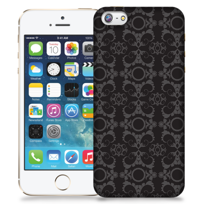 Skal till Apple iPhone 5/5S/SE - Mönstrad tapet - Svart/Grå