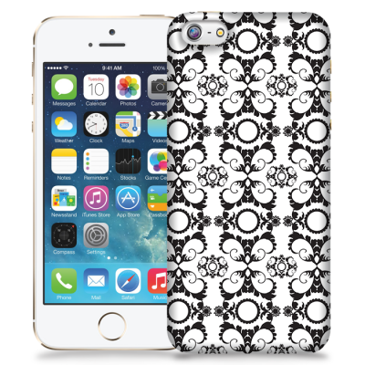 Skal till Apple iPhone 5/5S/SE - Mönstrad tapet - Vit/Svart