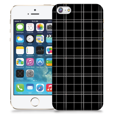 Skal till Apple iPhone 5/5S/SE - Sömmar - Rutmönster Svart
