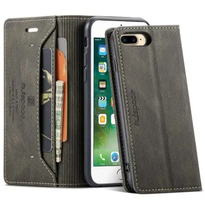 AUTSPACE A01 iPhone 6 Plus/7 Plus/8 Plus Plånboksfodral Konstläder - Brun