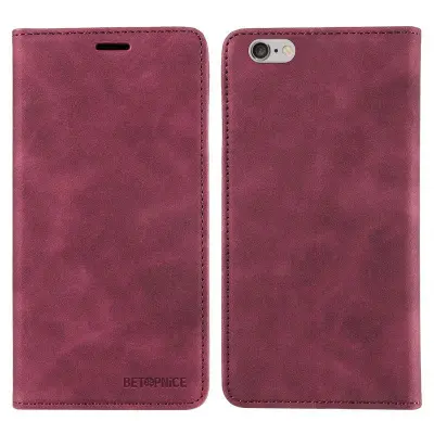 BETOPNICE 003 iPhone 6 Plus/7 Plus/8 Plus Konstläder Plånboksfodral TPU+PU - Röd