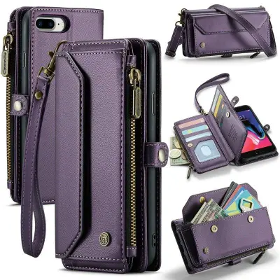 CASEME Plånboksfodral Konstläder för iPhone 6 Plus/7 Plus/8 Plus - Lila
