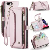 CASEME Plånboksfodral Konstläder för iPhone 6 Plus/7 Plus/8 Plus - Rosa