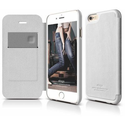 Elago Leather Flip Case (iPhone 6(S) Plus) - Vit