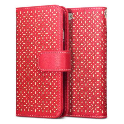 Floral ETCH Plånboksfodral till Apple iPhone 6(S) Plus - Röd