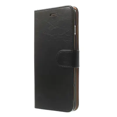 Glossy Crazy Horse Plånboksfodral till Apple iPhone 6(S) Plus- Svart