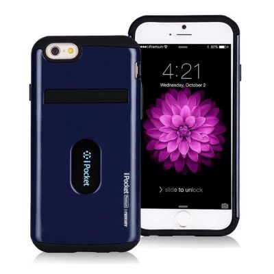 Mercury iPocket Premium skal med kortplats till Apple iPhone 6(S) Plus - Blå