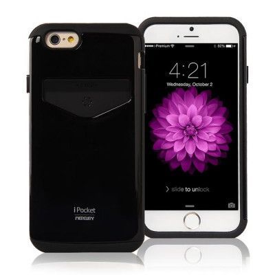 Mercury iPocket skal med kortplats till Apple iPhone 6(S) Plus - Svart