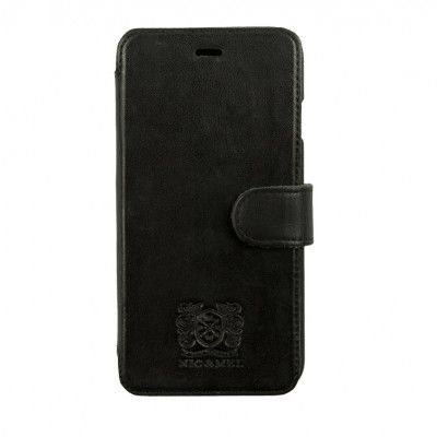 Nic&Mel Slim Stan Bookcase i äkta läder till Apple iPhone 6(S) Plus - Svart