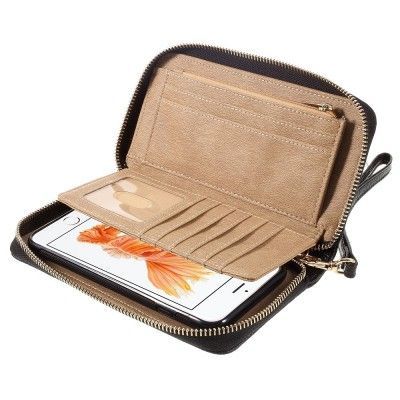 Plånboksfodral i äkta läder med magnetiskt skal till iPhone 6(S) Plus