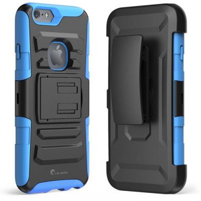 Prime dual layer holster skal med kick stand till Apple iPhone 6(S) Plus - Blå