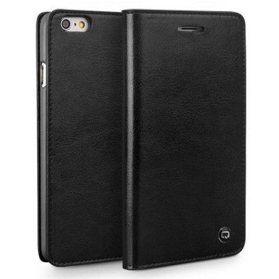 Qialino Äkta läder Plånboksfodral till Apple iPhone 6(S) Plus - Svart