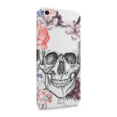 Skal till Apple iPhone 6(S) Plus - Blommig dödskalle - Vit