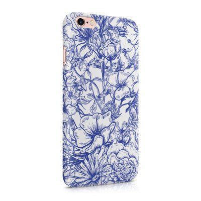Skal till Apple iPhone 6(S) Plus - Blommor - Blå/Vit