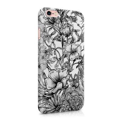 Skal till Apple iPhone 6(S) Plus - Blommor - Svart/Vit